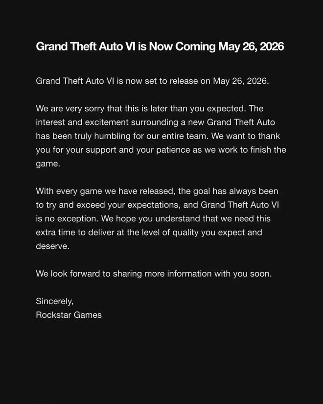 布GTA6延期微软Xbox涨价：这就是今天的其他大新闻！九游会网站小米停止推送限制马力OTA华为鸿蒙PC版本月发(图4)